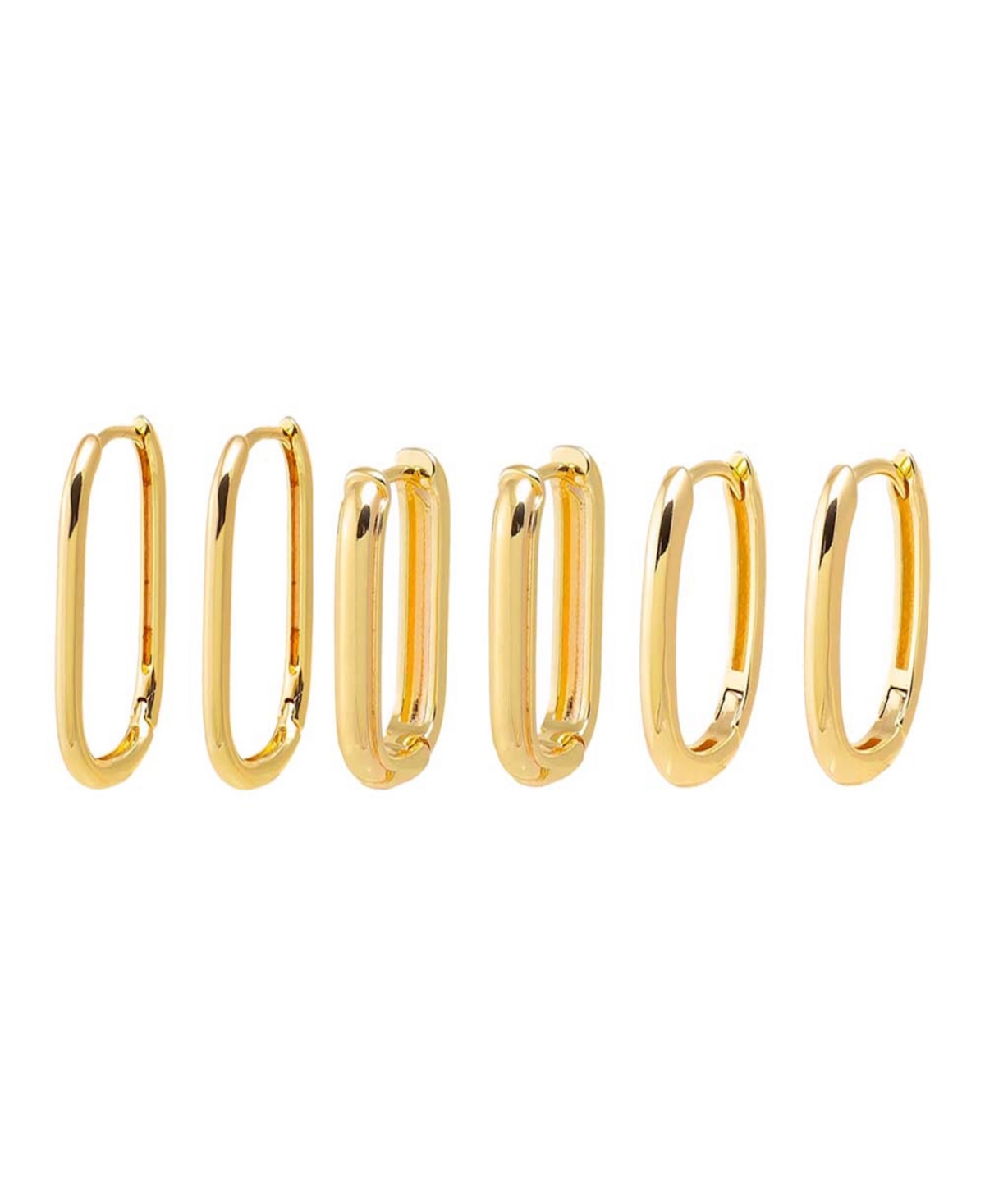 by Adina Eden Solid Graduated Width Gold Plated Paperclip Earring Combo Set