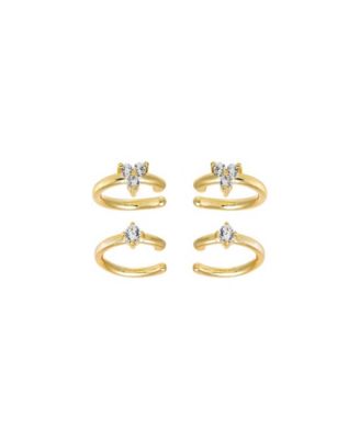 Cubic Zirconia Multi Shape Gold Plated Ear Cuff Combo Set