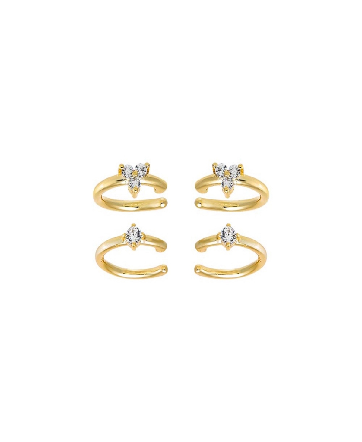 By Adina Eden Cubic Zirconia Multi Shape Gold Plated Ear Cuff Combo Set In Gold