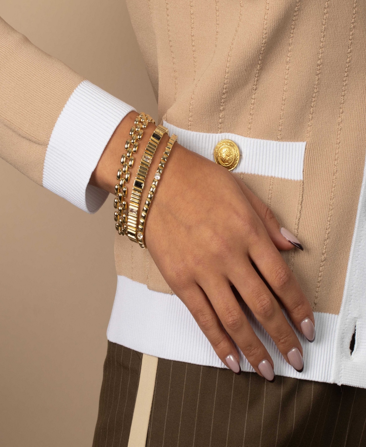 by Adina Eden Solid Watch Gold Plated Link Style Bracelet