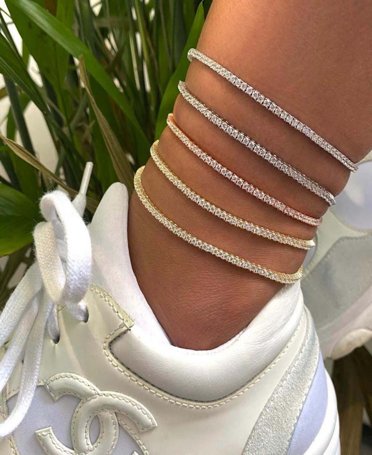 by Adina Eden Thin Gold Plated Tennis Anklet