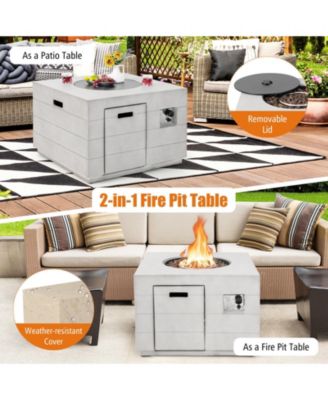  Lava Rocks and Cover 50,000 BTU with 34 Inch Square Concrete Propane Fire Pit Table