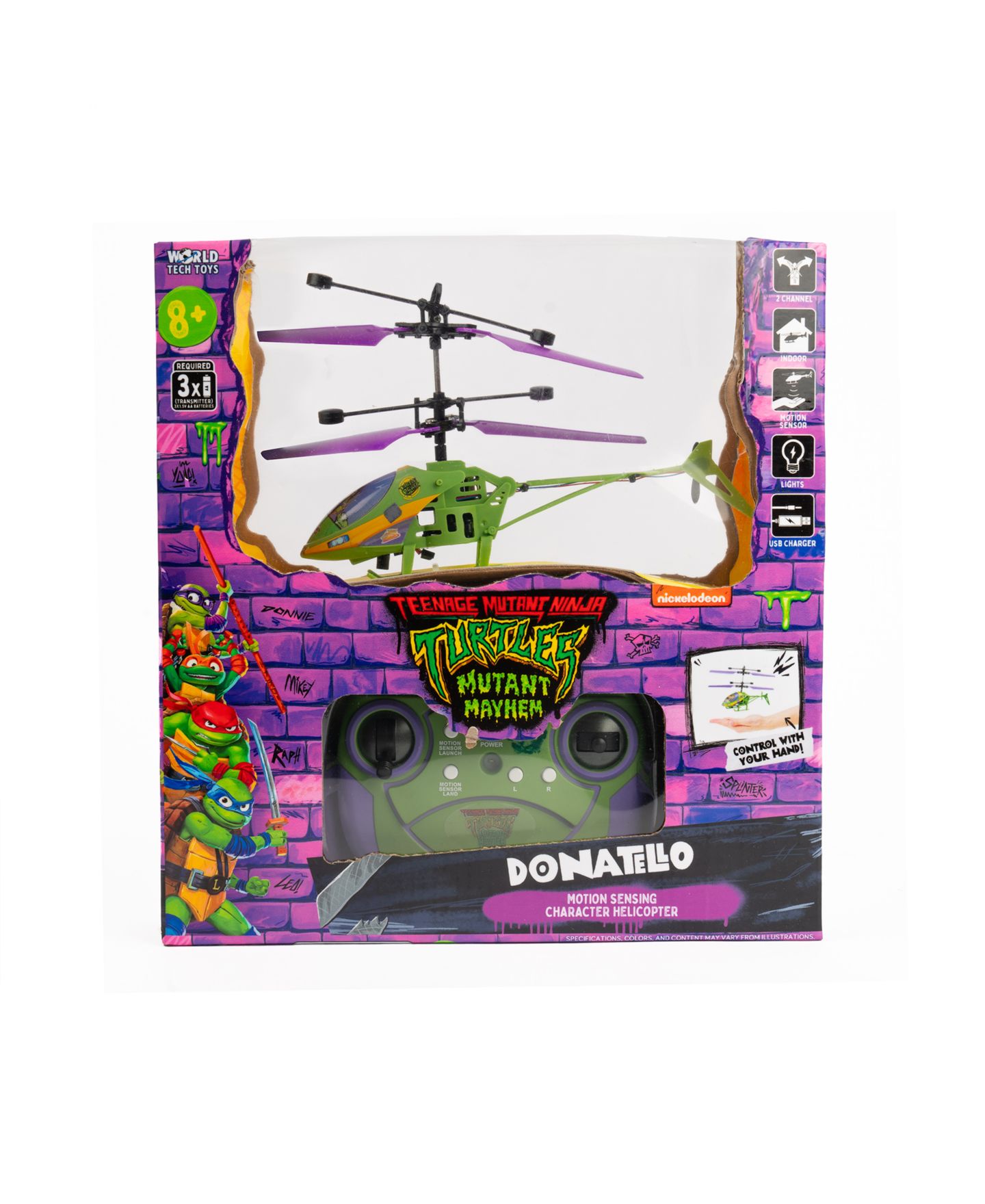 Детская игрушка World Tech Toys Teenage Mutant Ninja Turtles Mutant Mayhem Donatello 2CH IR Helicopter — фото 5