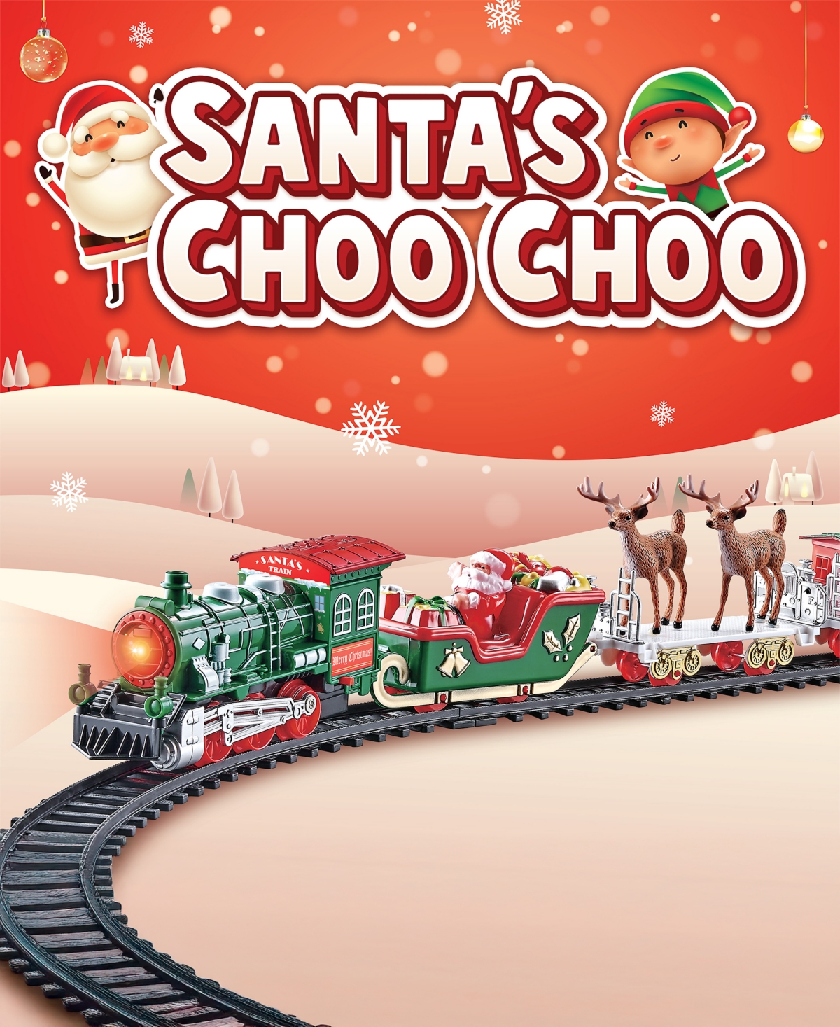 World Tech Toys Santa's Choo Choo Battery Powered Train Set In Transparent