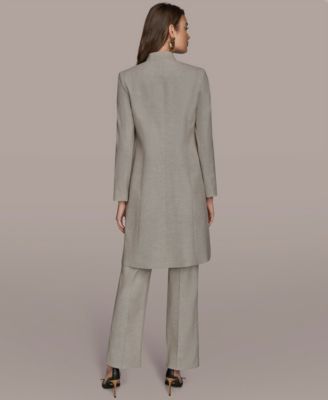 Donna Karan Womens Button Sleeve Jacket Straight Leg Mid Rise Pants In Gray