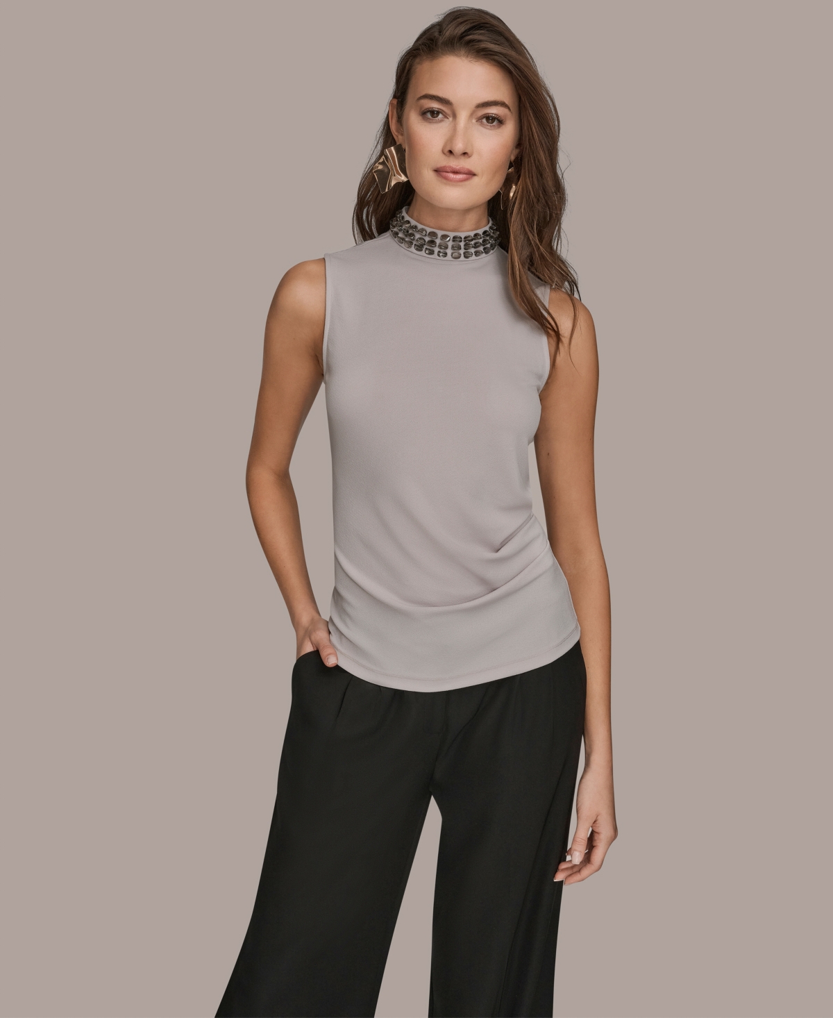 Donna Karan New York Women's Embellished Sleeveless Top