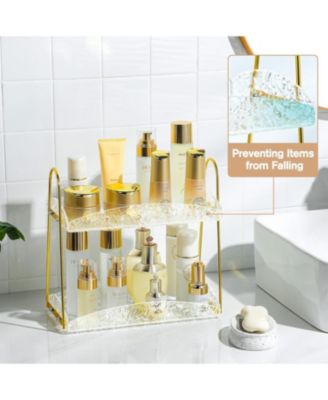 2-Tier Bathroom Counter Organizer, Acrylic Makeup Organizer for Vanity, Bathroom Perfume Organizer Tray, Clear Skincare Organizer Countertop
