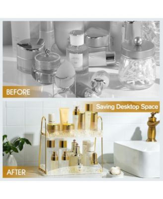 2-Tier Bathroom Counter Organizer, Acrylic Makeup Organizer for Vanity, Bathroom Perfume Organizer Tray, Clear Skincare Organizer Countertop