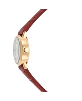 Womens Small Face Easy Read Minimalist Brown Leather Strap Watch