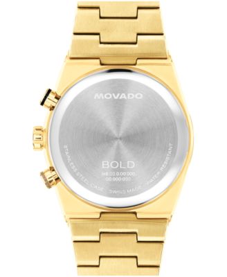 Men's Bold Quest Swiss Quartz Chrono Ionic Plated Light Gold-Tone Steel Watch 40mm