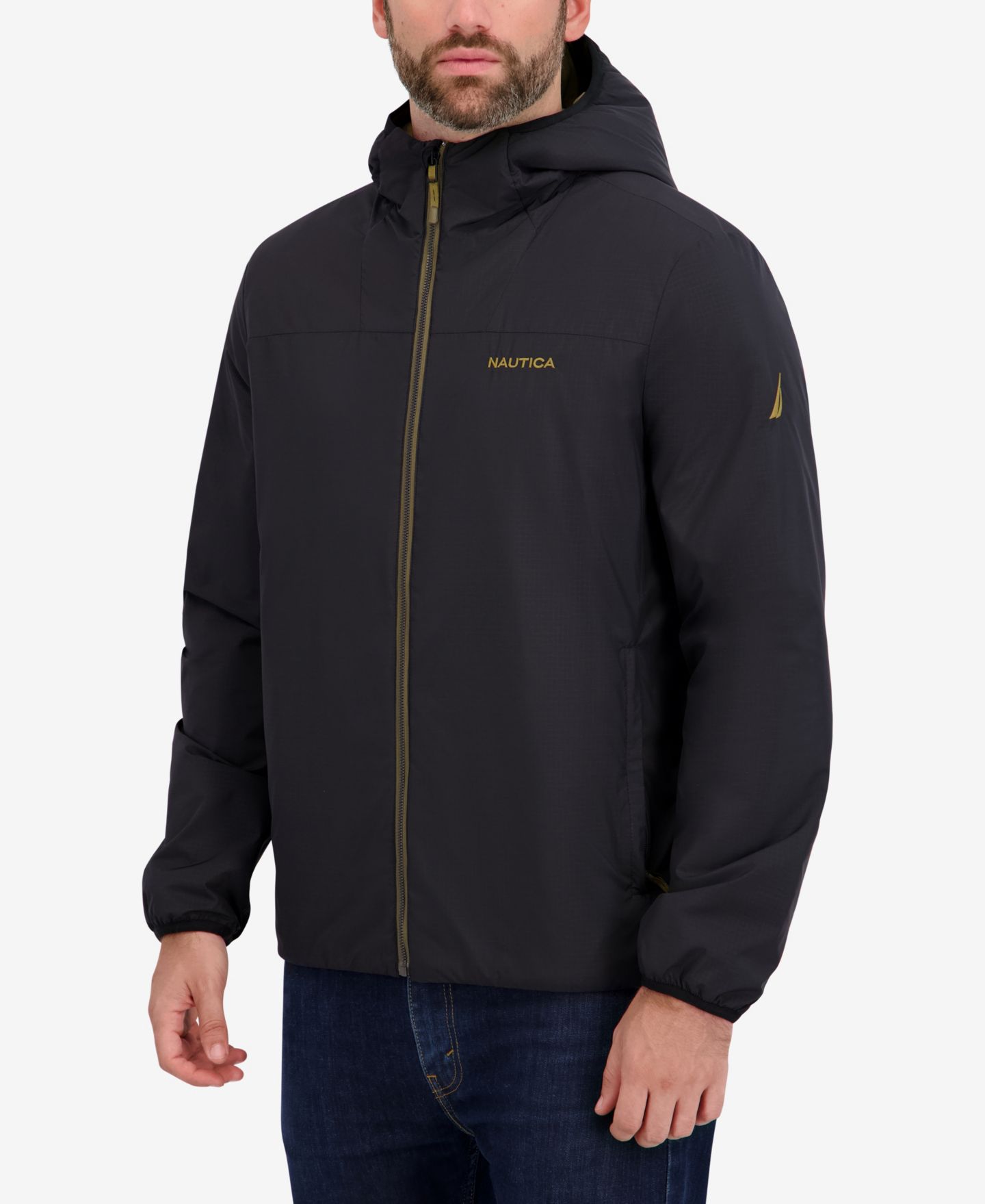 Мужская куртка Nautica Hooded Transitional Zip Front, цвет: Чёрный — фото 2