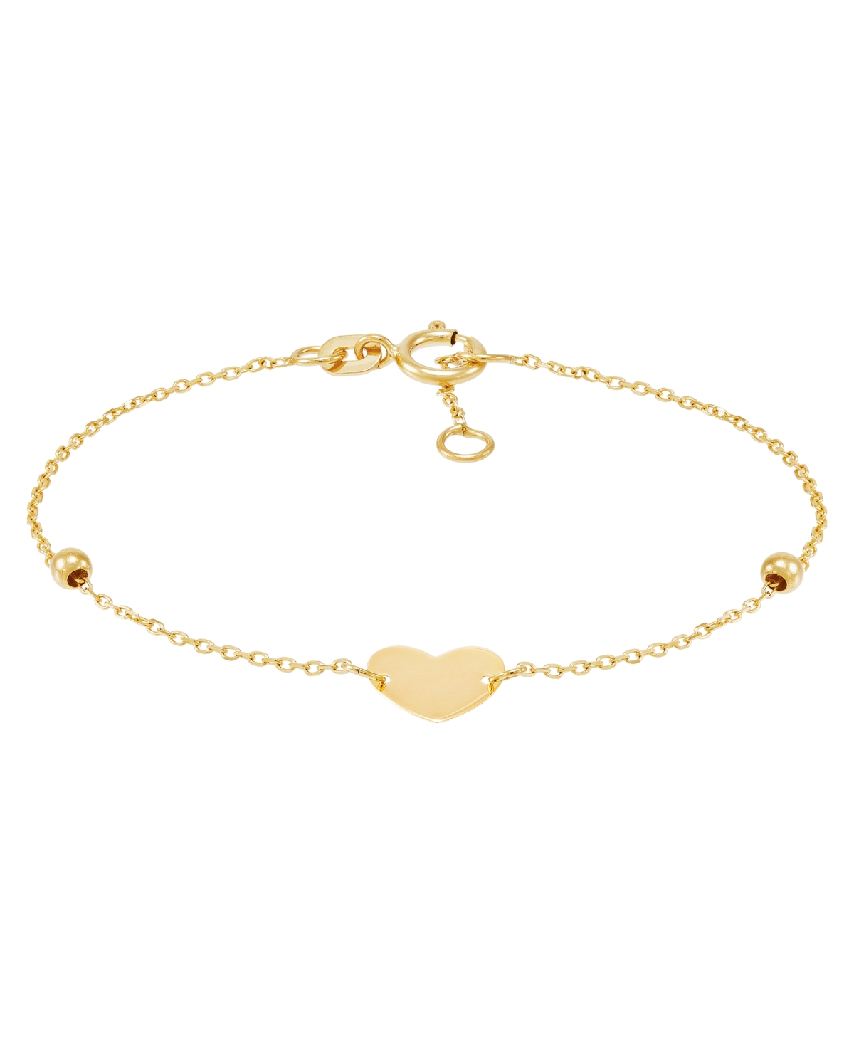 Italian Gold Heart Bracelet In 14k Yellow Gold In Transparent
