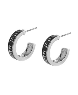 Black Signature Logo Huggie Earrings