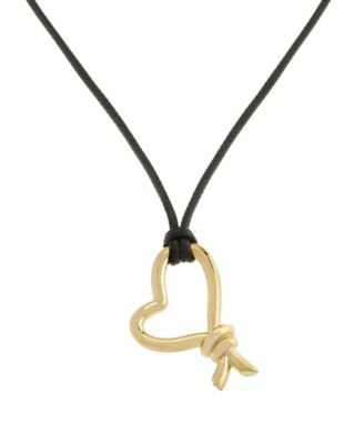Gold Heart Knot Pendant Slider Necklace
