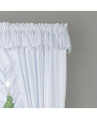 2-Piece Ruffled Priscilla Window Curtain Panel Pair with ties - 80x63" White