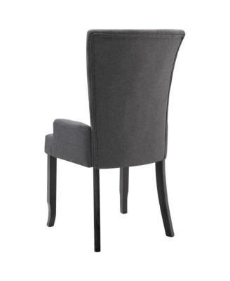 Dining Chair with Armrests Dark Gray Fabric