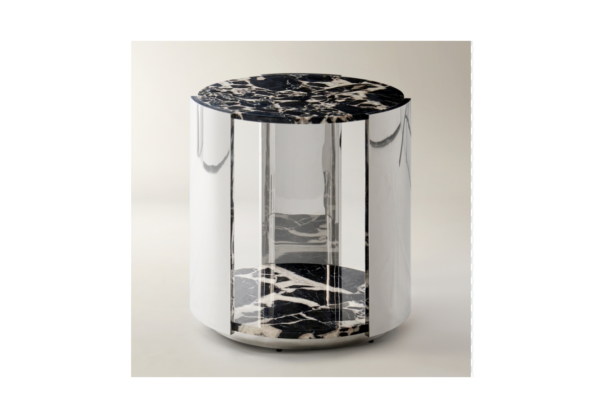 Z Gallerie 1 piece polished stainless steel base Flare End Table