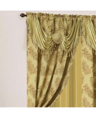 Ramallah Trading Palm Floral Textured Jacquard Single Rod Pocket Curtain Panel - 54 x 84, Gold