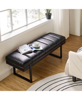 Mid-century Modern Laurens Upholstered Bench with Metal Legs