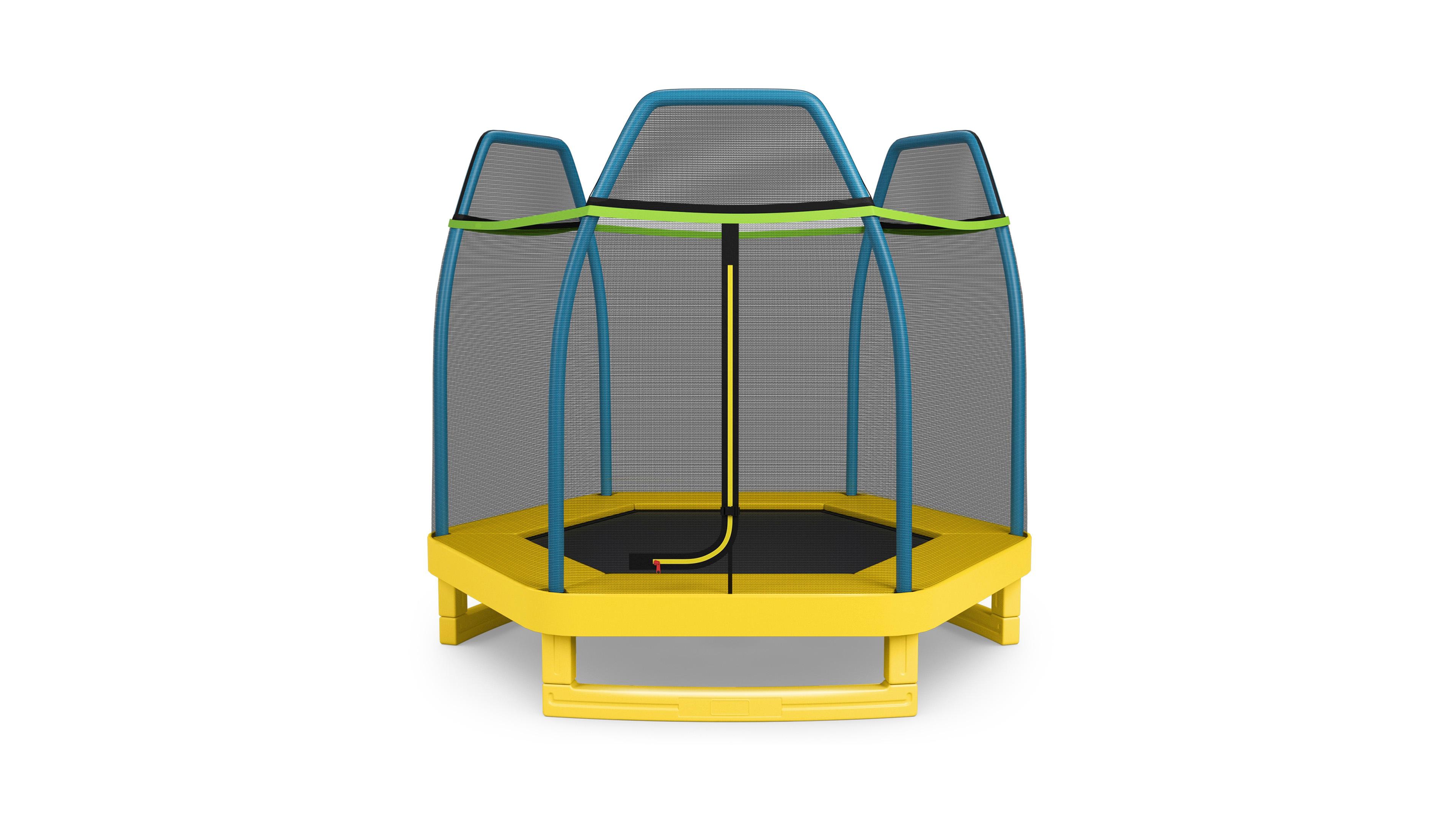 Sugift 7 Feet Kids Recreational Bounce Jumper Trampoline-Yellow