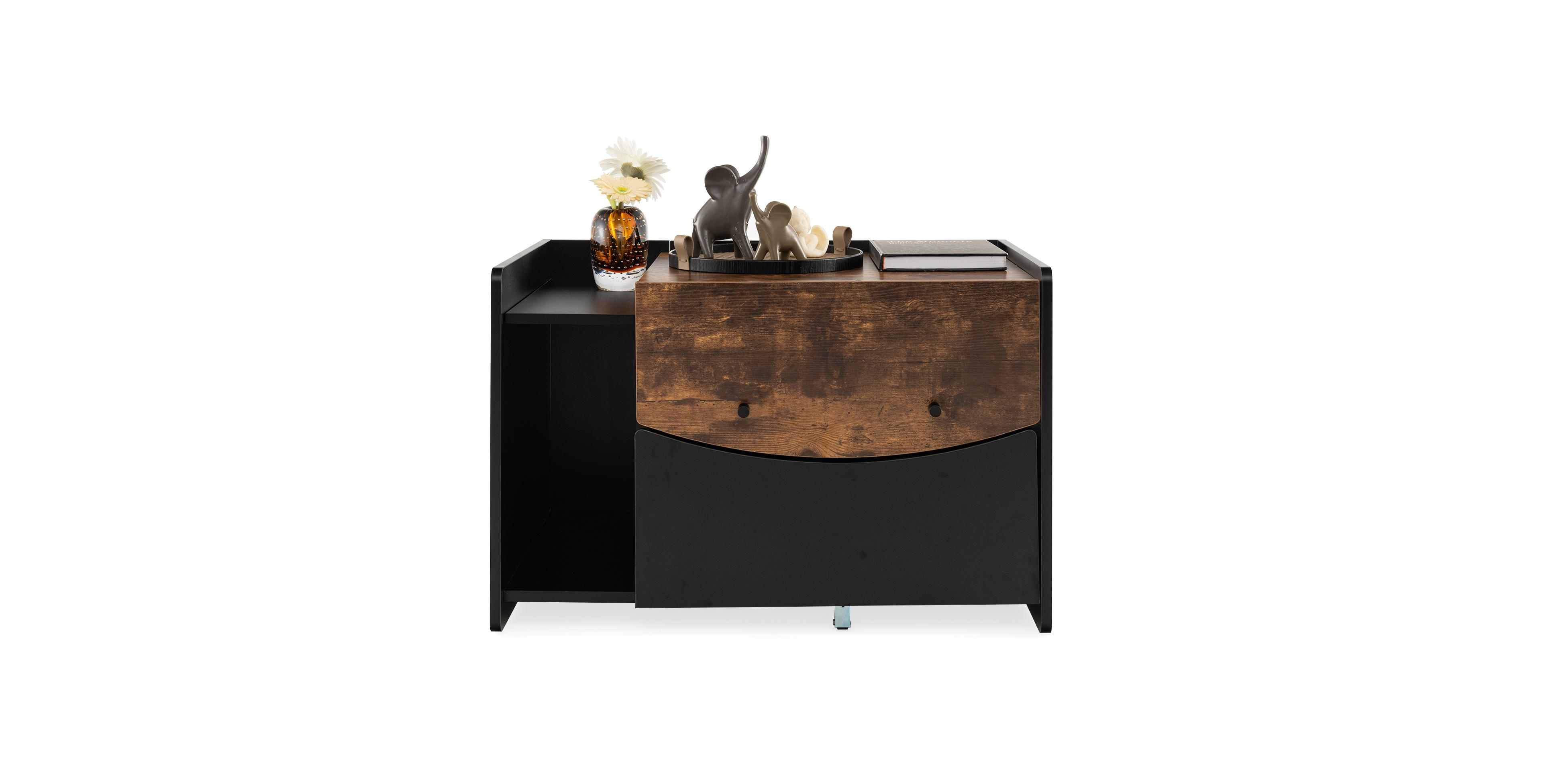 Skonyon Cat Litter Box Enclosure with Pull-out Drawer