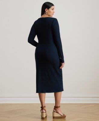Plus Size Rib-Knit Scoop Neck Dress