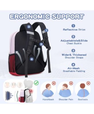 Kids Backpack, 16'' Lightweight School Backpack for Boys Girls,Casual Bookbag for Primary Elementary Middle School,Age 5-14，Pink,Large Size