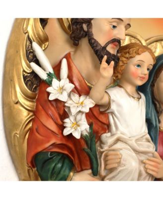 Holy Family Wall Plaque, Oval Religious Decor Featuring Joseph, Mary & Baby Jesus for Prayer Room & Faithful Home