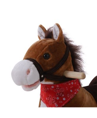 Kids Ride on Rocking Horse Plush Toy with Realistic Sounds