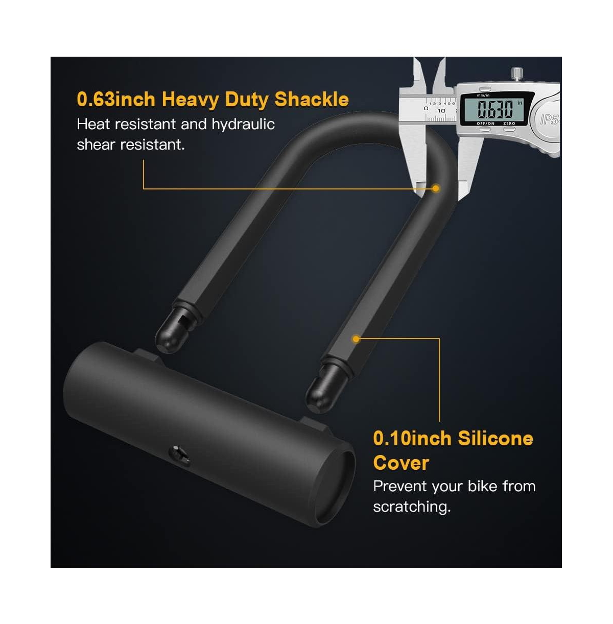 Batfox Heavy Duty Bicycle U-Lock, 16mm Shackle plus 6ft Security Cable & Mounting Bracket for Bike, Motorcycle