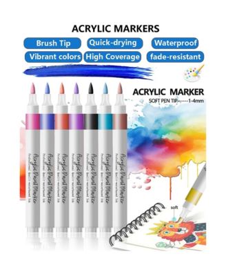 24 Colors Brush Markers Pens, Water-based Ink and Quick-Drying for Plastic Sheets, Ceramics, Stone and Handmade Crafts