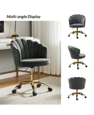 Woman Modern Cute Shell Back Upholstered Desk Chair for Vanity, Living Room