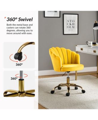 Woman Modern Cute Shell Back Upholstered Desk Chair for Vanity, Living Room