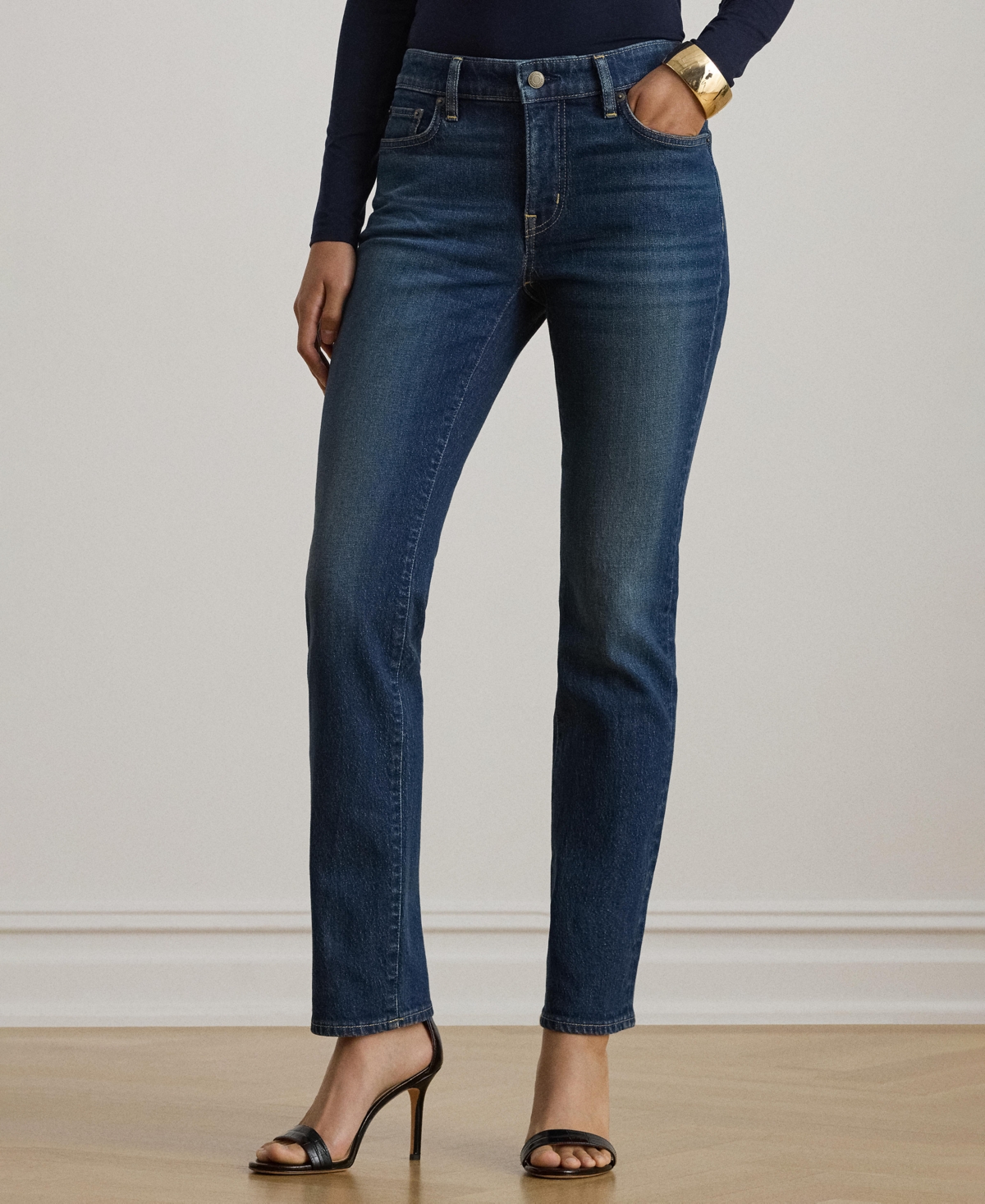 Ralph Lauren Women's Mid-rise Straight Ankle Jeans In Blue