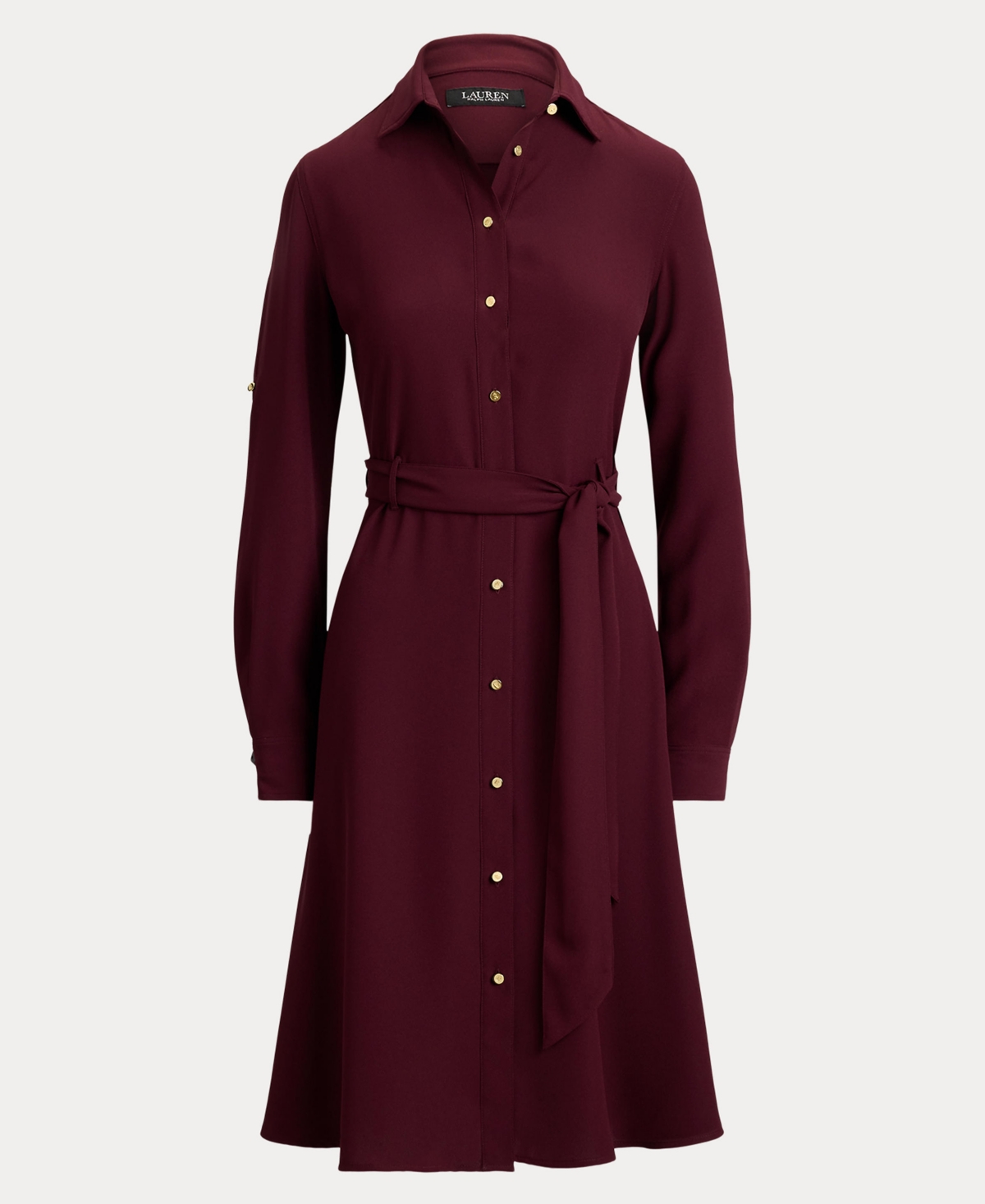 Ralph Lauren Women's Double-faced Point Collar Shirt Dress In Burgundy