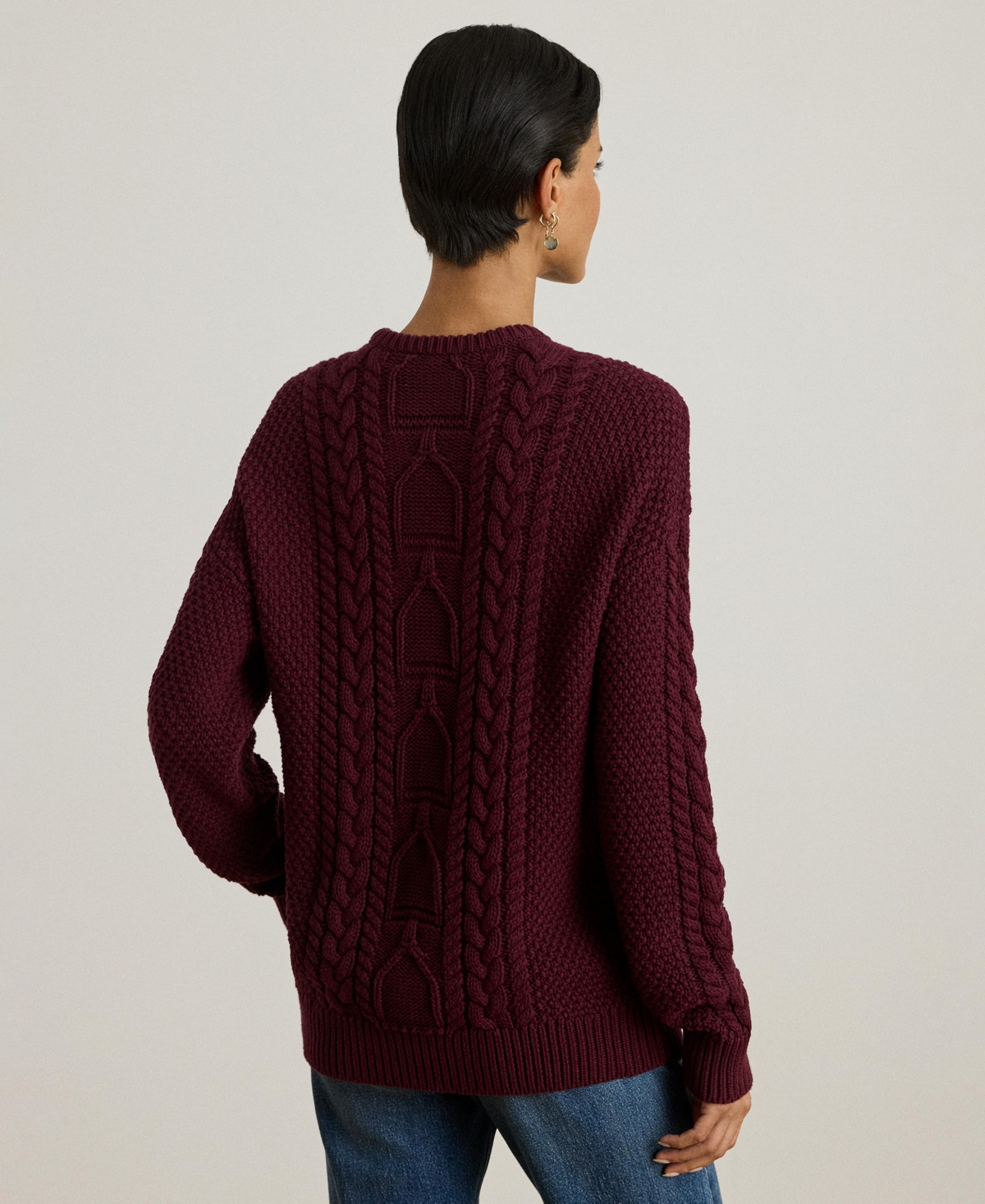 Lauren Ralph Women's Cable-Knit Crewneck Sweater