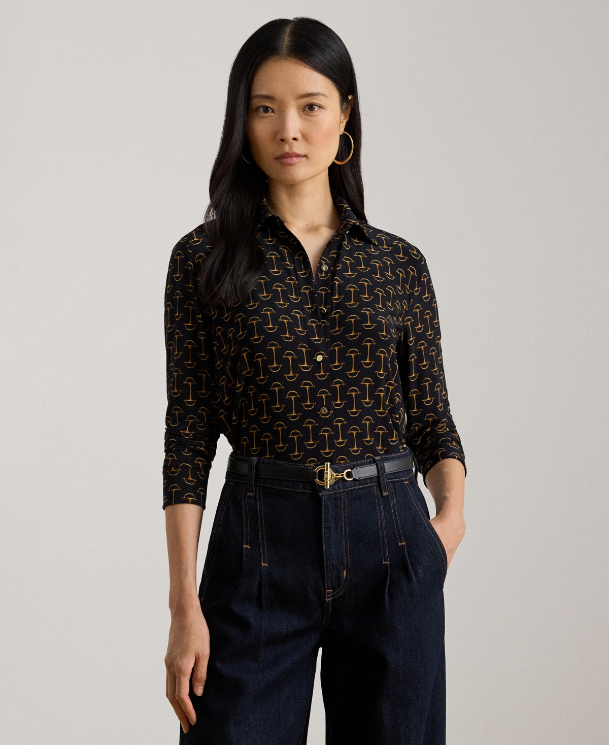 Ralph Lauren Women's Geo Print Shirt In Black