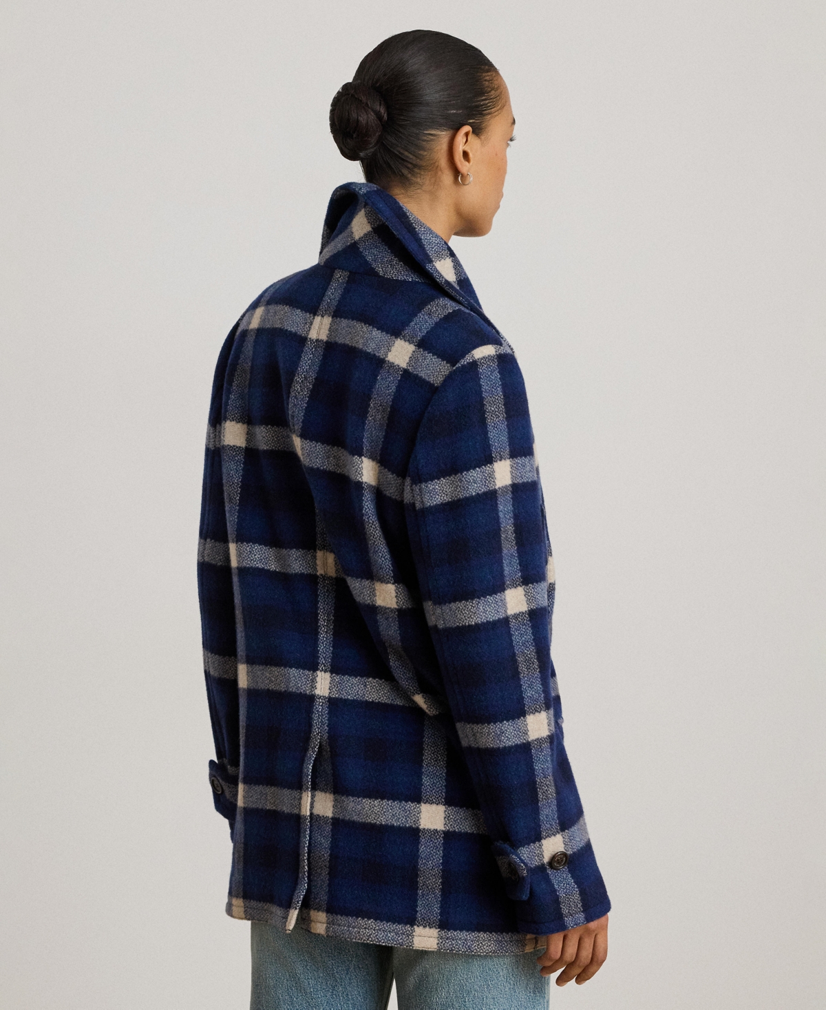 Ralph Lauren Women's Double-breasted Plaid Coat In Blue