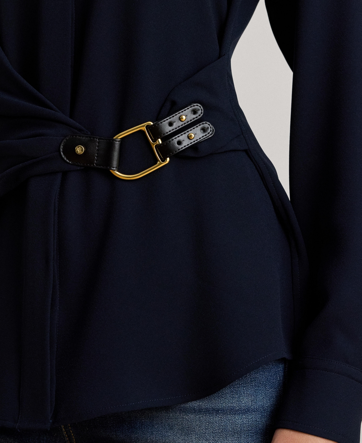 Ralph Lauren Women's Buckle Trim Top In Blue