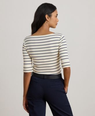 Women's Striped Boat Neck T-Shirt