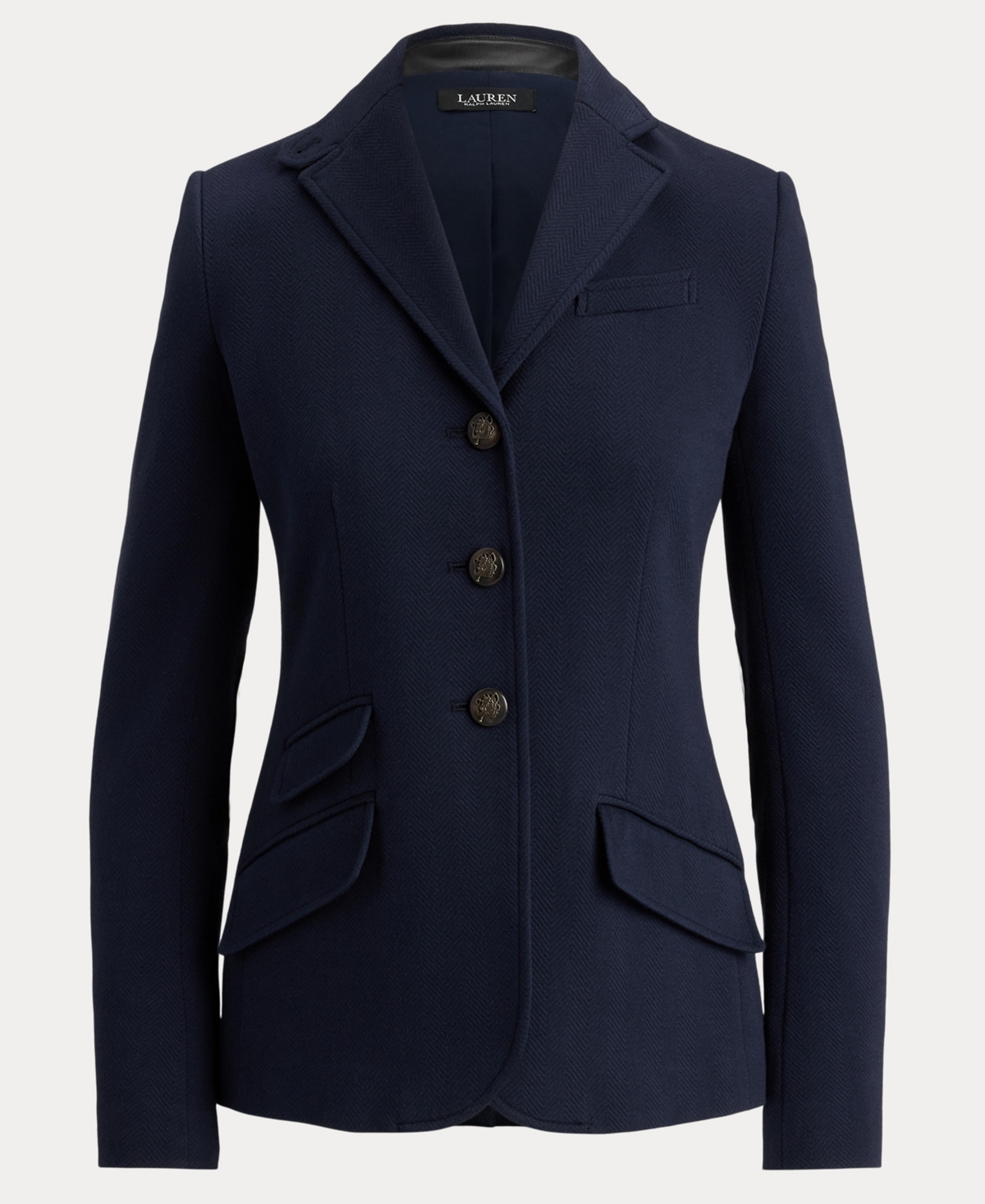 Ralph Lauren Women's Herringbone Notch Lapel Blazer In Blue