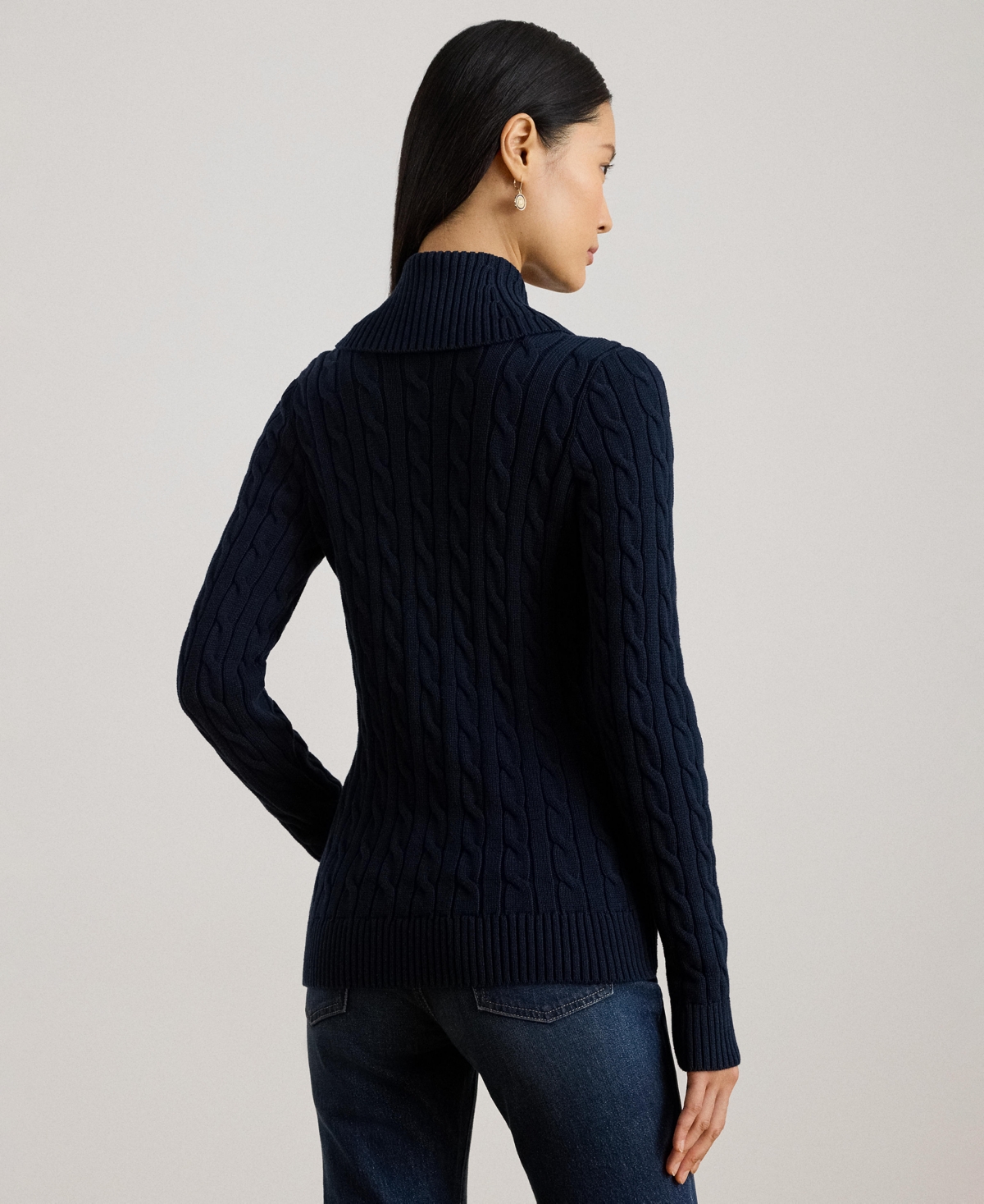 Ralph Lauren Lauren  Buckle Cable Stitch Cotton Cardigan In Multi