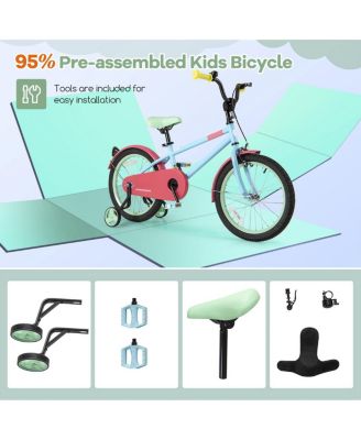 18 Inch Kids Bike with Adjustable Handlebar and Saddle Blue