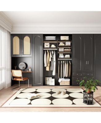 MDF Wood Shelf Tall Hanging Closet Unit