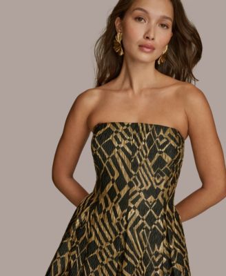 Women's Strapless Fit and Flare Midi Dress