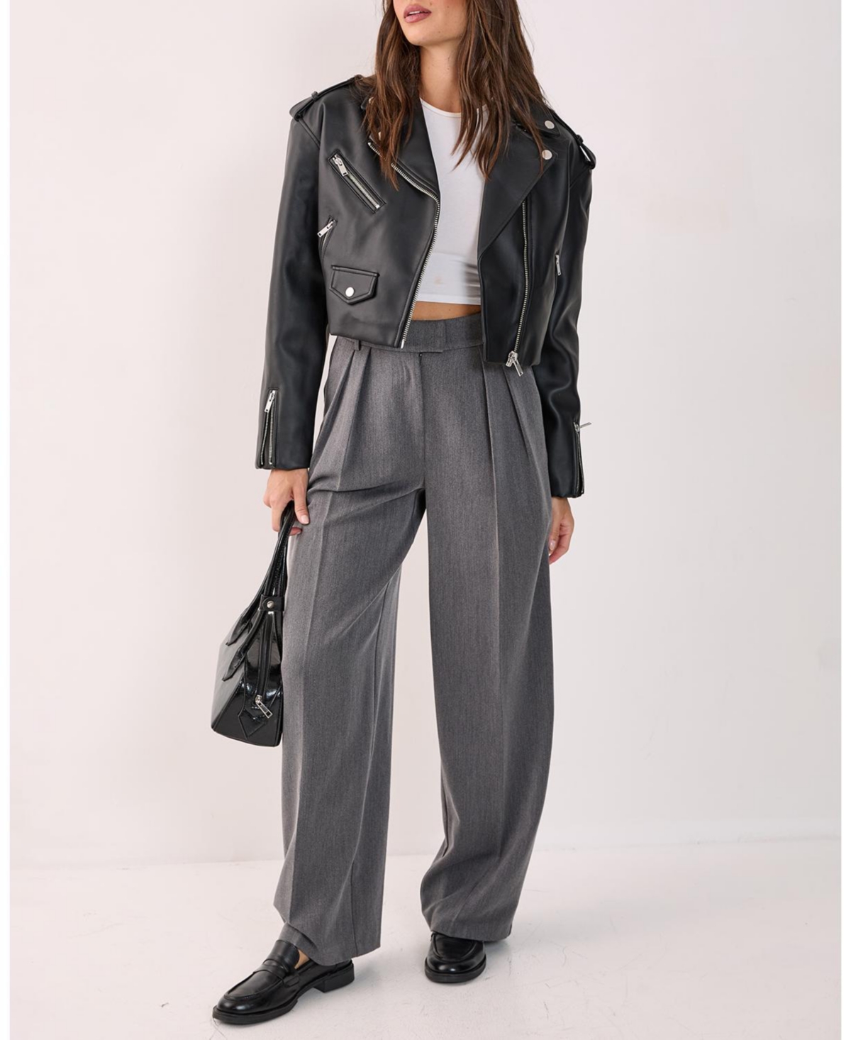 Nasty Gal Faux Leather Boxy Biker