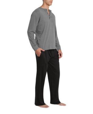 Men's Henley Neck Knit Pajama Set