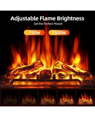 Electric Fireplace with Mantel & Cabinets, Realistic LED Flames & Remote Control, 5 Flame Brightness Levels, Overheat Protection