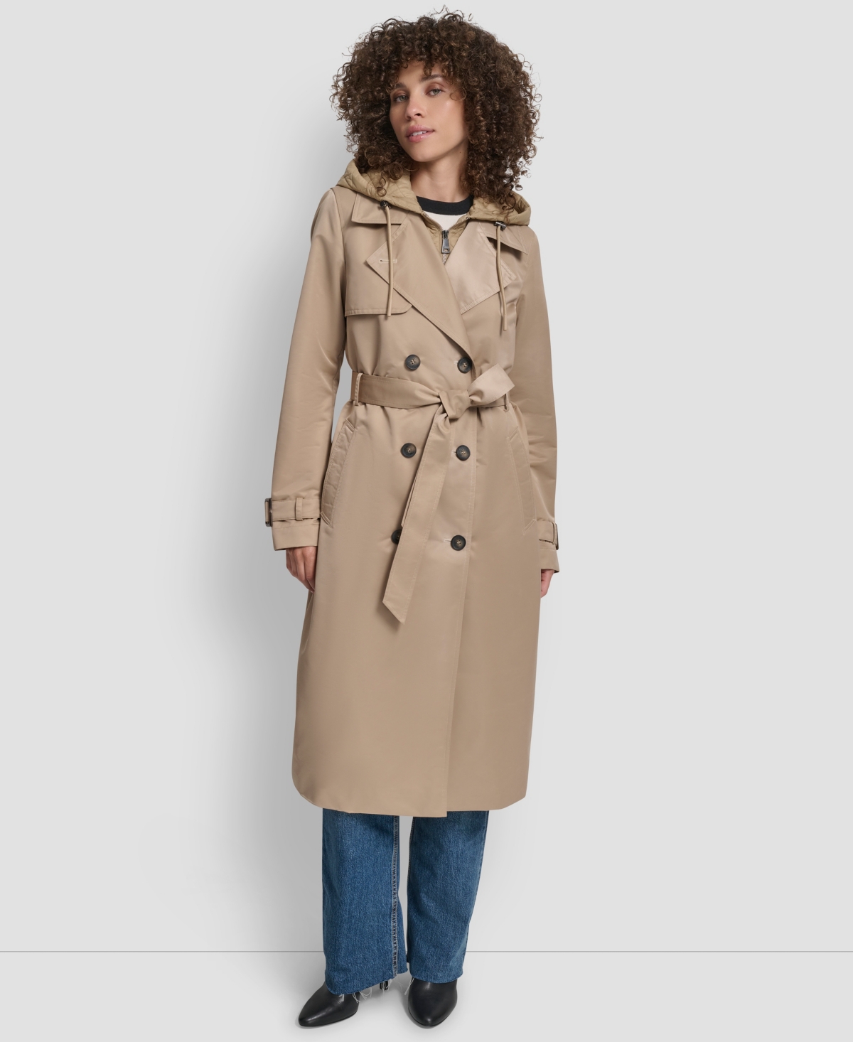 Dkny Women's Double Breasted Trench Coat In Brown