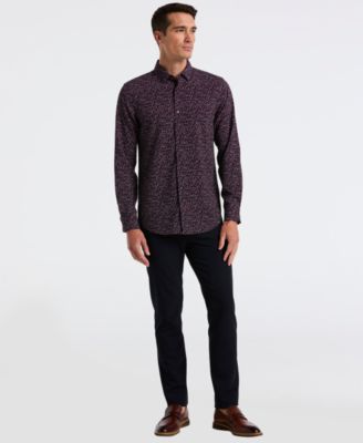 Men's Long-Sleeve Micro Floral Print Shirt